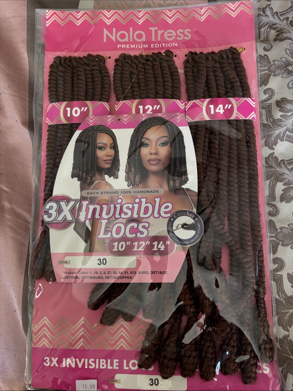 3X Invisible Locs Crochet Hair - Brown (30)